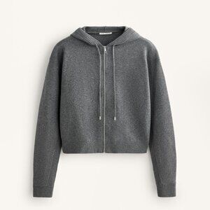 Oysho Knit Jacket – Khaki – Zip‑Up Soft Knit Hoodie, Size L, EUC